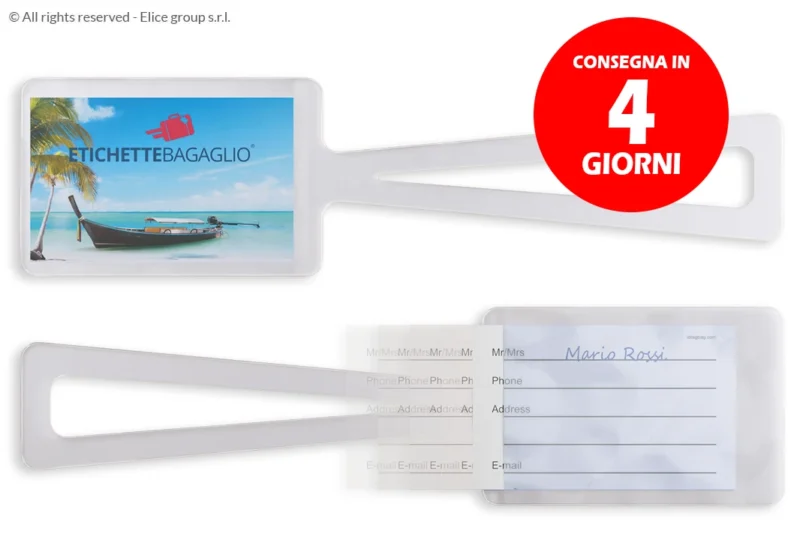 etichetta trasparente con cartoncino stampato