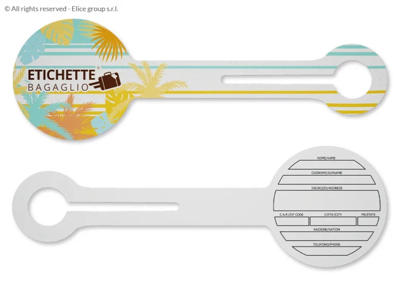 Etichetta per valigia forma rotonda