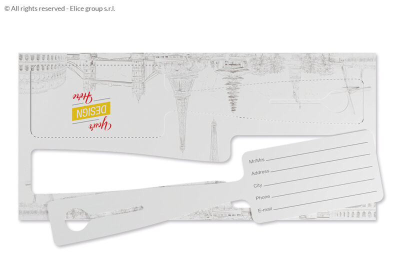 coppia di etichette bagaglio riciclabili stampate