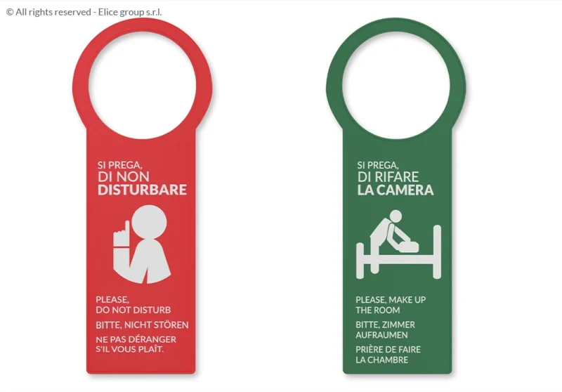 Cartellino per maniglie di hotel e alberghi personalizzabile robusto pvc