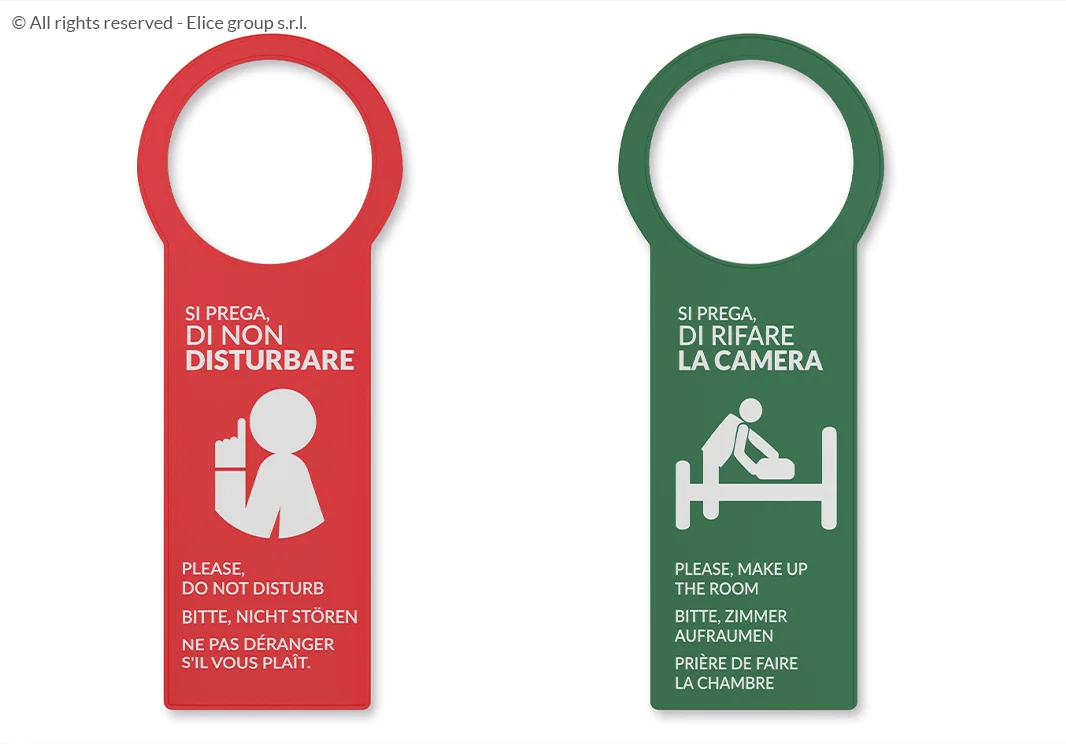 Cartellino per maniglie di hotel e alberghi personalizzabile robusto pvc