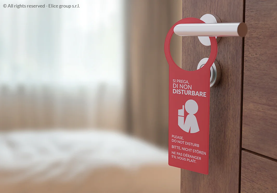 Cartellino per camere di hotel e alberghi personalizzabile robusto pvc