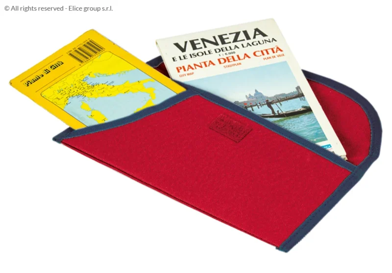 Portadocumenti da viaggio in tessuto con tasca rotonda e chiusura in velcro