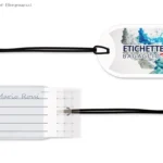 Targhetta valigia con cordoncino in tessuto naturale