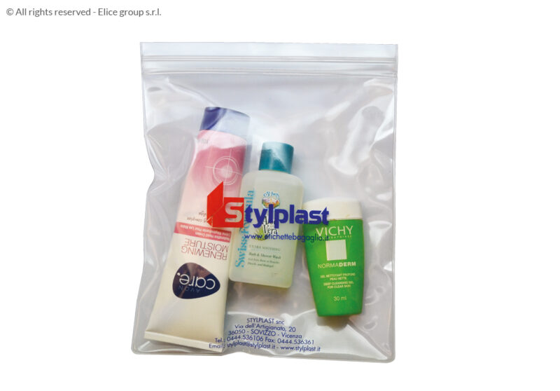 Busta porta contenitori per liquidi valigia aereo