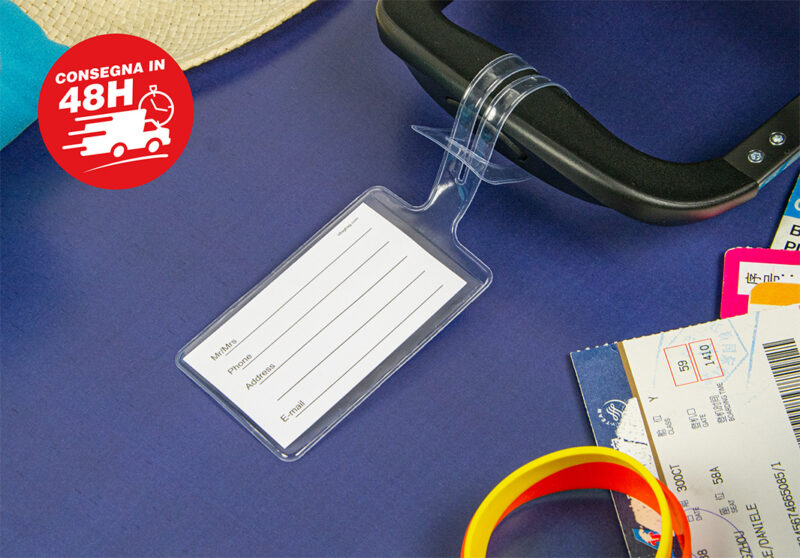 Etichetta Valigia Trasparente con Tasca – Confezione 10 pz