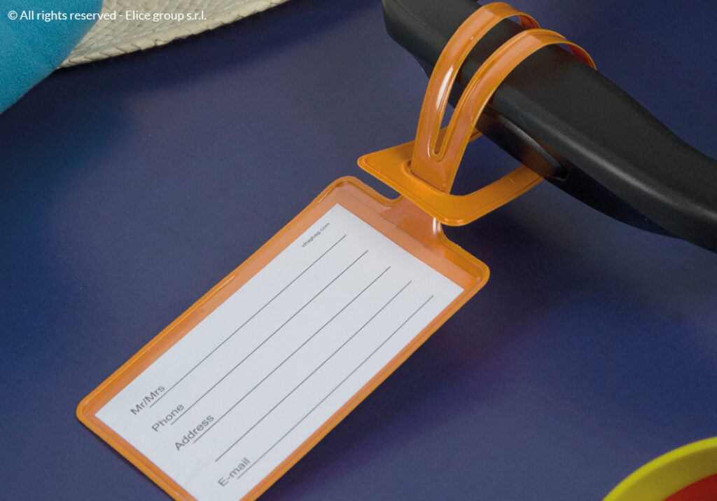 comprare etichetta colorata con tasca trasparente