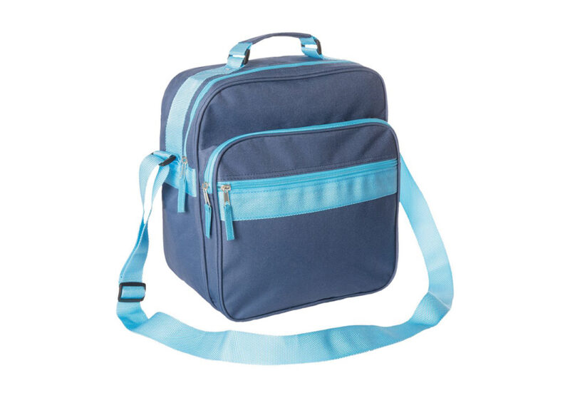 SLQ24532 Tracolla da viaggio con due ampie tasche frontali blu sky