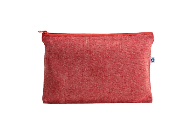SP21123_Beauty case in cotone riciclato 150 g con zip rosso
