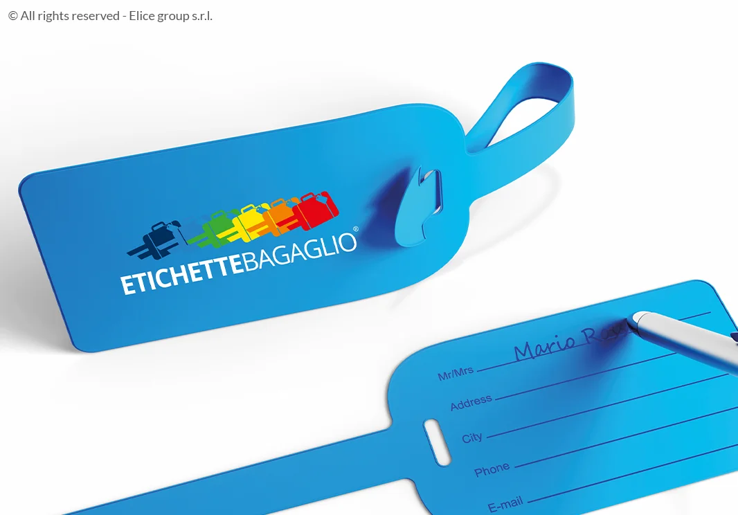 Targhetta bagaglio aereo chiusura linguetta